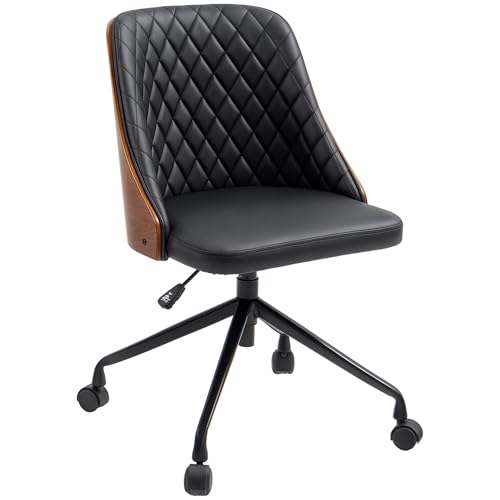 Mounteps Bürostuhl Schreibtischstuhl Drehstuhl Home-Office-Stuhl höhenverstellbarer ergonomisch 360°-Drehräder Schaumstoff PU Schwarz 48,5 x 54,5 x 81-87 cm von Mounteps
