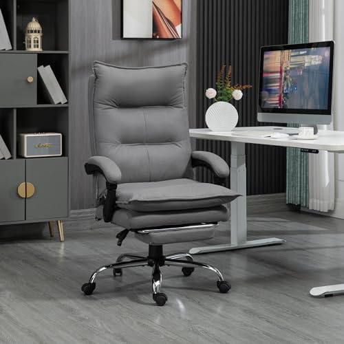 Mounteps Bürostuhl mit Massagefunktion Ergonomischer Schreibtischstuhl mit Lendenheizung, Liegefunktion, Fußstütze Höhenverstellbar 360° Drehbar Chefsessel, Mikrofaser von Mounteps