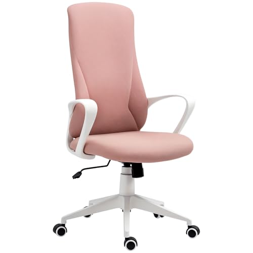 Mounteps Bürostuhl mit Wippfunktion, Höhenverstellbarer Schreibtischstuhl, Ergonomischer Computerstuhl, Drehbarer PC Stuhl für Arbeitszimmer, Stretchstoff, Rosa von Mounteps