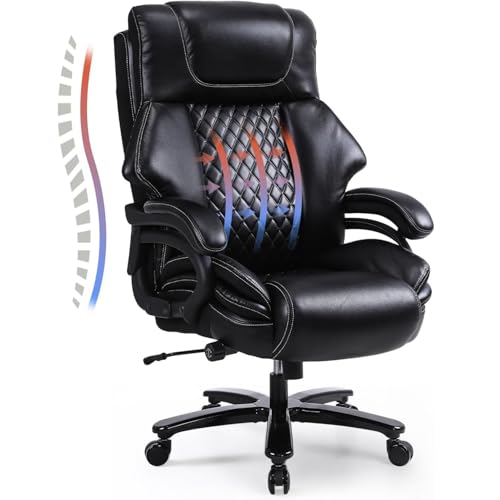 Mounteps Chefsessel Bürostuhl Ergonomischer Schreibtischstuhl mit Armlehnen höhenverstellbar Drehstuhl mit hohem Rücken fürs Arbeitszimmer/Büro/Wohnzimmer/Konferenz Schwarz von Mounteps