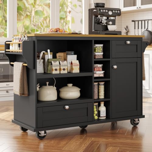 Mounteps Esszimmerwagen beweglicher Küchenwagen Esswagen mit 2 Schubladen, 6 Offenen Lagersfächen, 2 Stauräum mit Tür für Esszimmer Küche, 129 x 46 x 92 cm von Mounteps