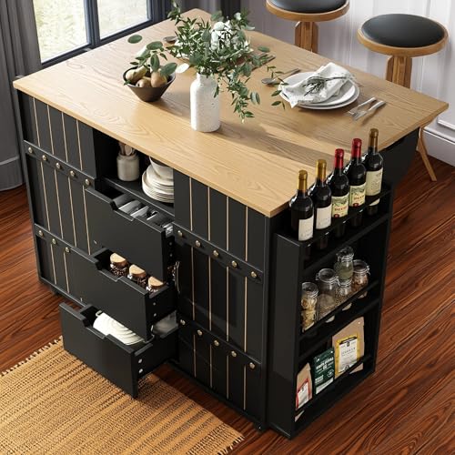 Mounteps Isla de cocina, carro de cocina, carro de comedor extensible Con ruedas y encimera, servicowagen mit especiero y 8 cajones Mounteps Isla de cocina, carro de cocina, carro de comedor extensible Con ruedas y encimera, servicowagen mit especiero y 8 cajones von Mounteps