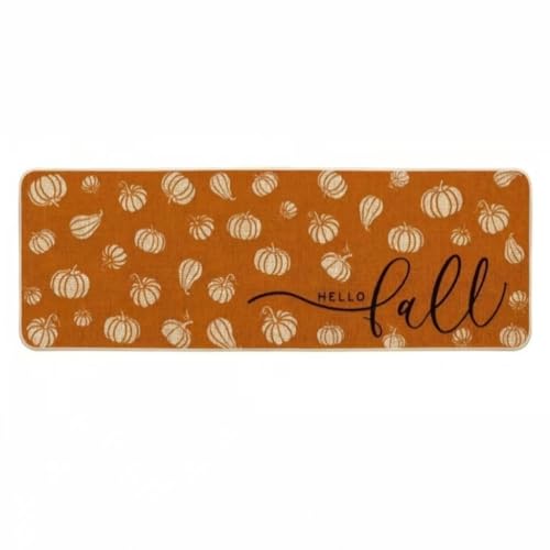Mounteps Küchenteppich mit Herbstmotiv, reichhaltiges Kürbismuster, Hello Autumn, Kürbis-Slogan-Design (40 x 120 cm) von Mounteps