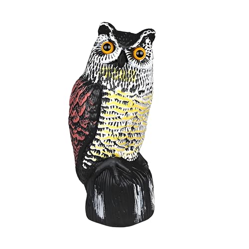 Mounteps Large Realistic Owl Decoy Deterrent Bird Pigeon Crow Scarer Statue Rotating Head (A) von Mounteps