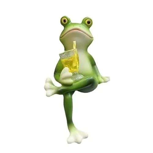 Mounteps Nette Frosch Blume Topf Hugger Harz Figur Statue Garten Pflanze Dekor Ornamente (B) von Mounteps