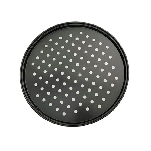 Mounteps Pizzablech, emailliert, rund, gelocht, rostfrei, Pizza & Flammkuchen, Knusperblech, 24,26,28 cm schwarz, hitzebeständig bis 400 °C (M) von Mounteps