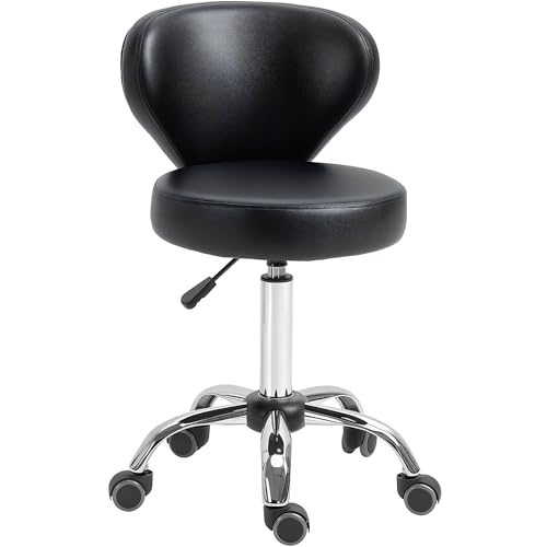Mounteps Rollhocker höhenverstellbar Drehhocker drehbar Salon Hocker mit Lehne, Rädern, Arbeitshocker für Büro, Wohnzimmer, Kunstleder, 45 x 54 x 73-88 cm, Schwarz Mounteps Rollhocker höhenverstellbar Drehhocker drehbar Salon Hocker mit Lehne, Rädern, Arbeitshocker für Büro, Wohnzimmer, Kunstleder, 45 x 54 x 73-88 cm, Schwarz von Mounteps