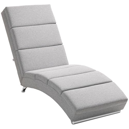 Relaxliege Liegesessel Loungesessel Gepolstert Polstersessel Chaiselongue mit Leinenoptik, Stahlbeine Relaxsessel für Wohnzimmer Hellgrau Relaxliege Liegesessel Loungesessel Gepolstert Polstersessel Chaiselongue mit Leinenoptik, Stahlbeine Relaxsessel für Wohnzimmer Hellgrau von Mounteps