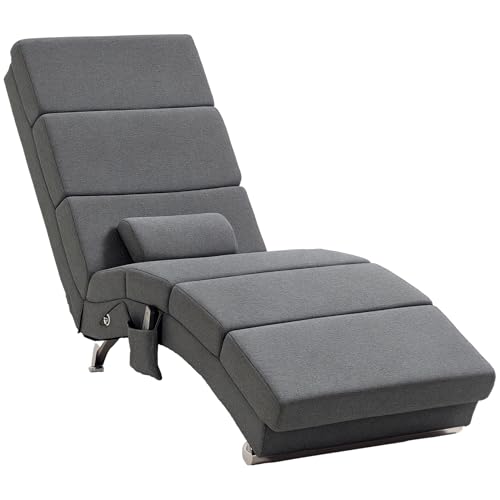 Relaxliege mit 5 Massagemodi Loungesessel mit Lendenkissen, Heizfunktion, Liegesessel mit Seitentasche, Fernbedienung, Leinenoptik, Relaxsessel Chaiselongue Dunkelgrau Relaxliege mit 5 Massagemodi Loungesessel mit Lendenkissen, Heizfunktion, Liegesessel mit Seitentasche, Fernbedienung, Leinenoptik, Relaxsessel Chaiselongue Dunkelgrau von Mounteps