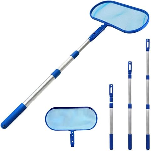 Schwimmbad-Laubfangnetz - Schmutzfangnetz, Schwimmbad-Reinigungswerkzeug, 46-120 cm dreiteilige teleskopierbare Stange, Stangenschaft aus Aluminiumlegierung, geeignet für Schwimmbäder und Teiche von Mounteps
