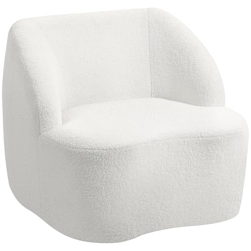 Sofa 81 cm Couch Polstersofa mit Armlehne, geschwungenem Design, Modernes Sofa mit Viles-Optik, Loungesofa für Wohnzimmer, Keine Montage erforderlich Cremeweiß von Mounteps