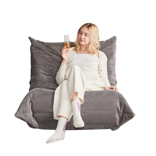 Superweiches Bodensofa ohne Knochen, Einzellesesessel, Togo Sitzsack für Wohnzimmer, Schlafzimmer, Balkon, Dunkelgrau, 105 x 95 x 85 cm, gemütliche Loungemöbel von Mounteps