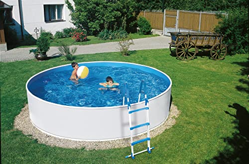 Mountfield Azuro Steel-Wall Pool 2,4x0,9m, Weiss- blau, Skimfilter 2000, Stufenleiter | Schwimmbecken | Aufstellbecken | Schneller Aufbau | Langlebig | Swimmingpool | Robust von Mountfield