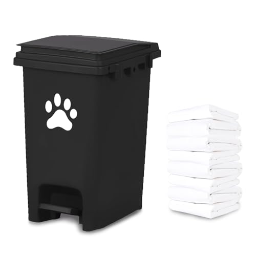 Hundekot-Mülleimer für den Außenbereich, Hundeabfallstation mit Deckel, freihändiges Pedal, langlebiger PVC-Hundekotbehälter, Outdoor, Garten, Haus, Hof, Küche, mit 200 Kunststoff-Müllbeuteln, von Mounting UP