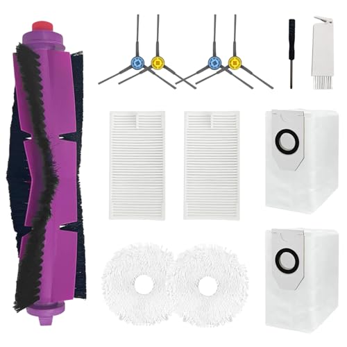13-teiliges Zubehör-Set für EUREKA J12 Ultra, für Midea V12 Roboter-Staubsauger-Ersatzteile, 1 Hauptbürste, 4 Seitenbürsten, 2 Wischmopp-Kleidung, 2 Staubbeutel, 2 Filter von Moupaa