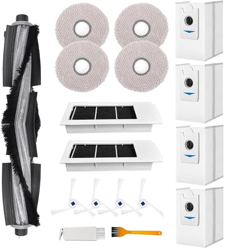 17-teiliges Ersatz-Set für Ecovacs Deebot X2 Omni / X2 / X2 Pro / DEX86 Roboter-Staubsauger, 1 Hauptbürste, 4 Seitenbürsten, 2 Filter, 4 Wischtuch, 4 Staubbeutel, 2 kleine Werkzeuge von Moupaa