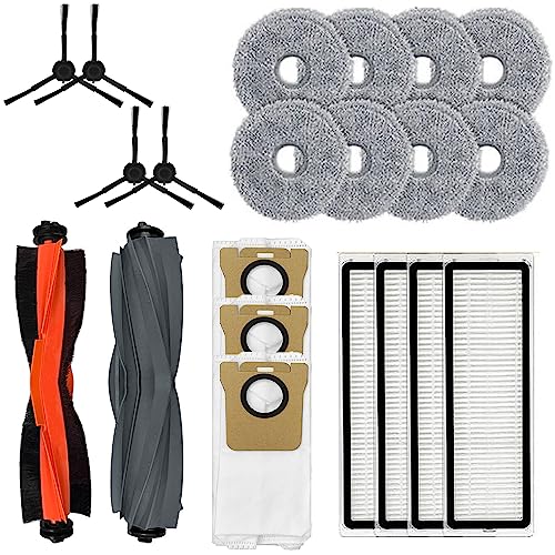 21 Pack Accessories Kit Replacement for Dreame L20 Ultra, for Dreame X20 Pro / X20 Pro Plus Robot Vacuum Cleaner Spare Parts, 2 Main Brush, 3 Dust Bag, 4 Filter, 4 Side Brush, 8 Mop Cloth von Moupaa