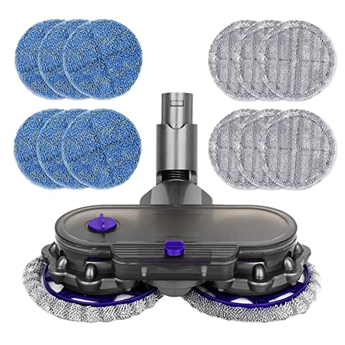 Elektrischer Nass- und Trocken-Wischmoppkopf Aufsatz kompatibel mit Dyson V6 DC58 DC59 DC61 DC62 DC74 Modell-Staubsaugerzubehör, 1 Wassertank 12 Wischpads von Moupaa