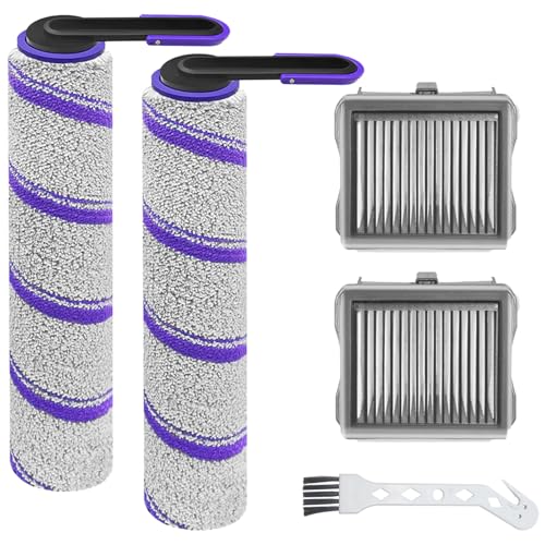 Ersatz-Set für Bürstenrollen und Filter, kompatibel mit Narwal S30 Pro/S30 Nass- und Trockensauger, Zubehör enthält 2 Hepa-Filter und 2 Bürstenrollen von Moupaa