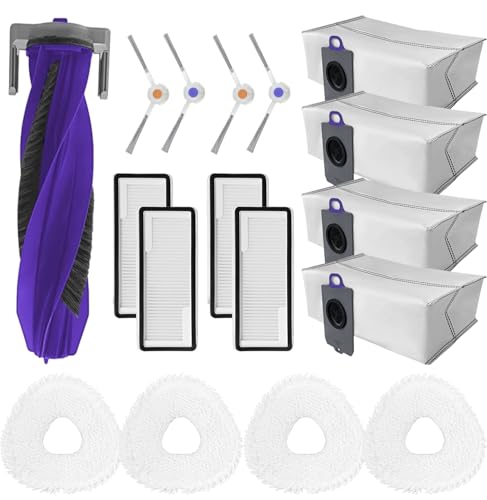 Moupaa 17-teiliges Zubehör-Set, Ersatz für Narwal Freo Z Ultra Staubsaugerteile – 1 Hauptbürste, 4 Seitenbürsten, 4 Hepa-Filter, 4 Wischmopp-Kleidung, 4 Staubbeutel von Moupaa