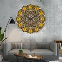 Bunte Mandala Wanduhr, Mehrschichtige Wanduhr Aus Holz, Wohndekoration, Silent Sweep Holz Wanddekoration von MoureDesignArt