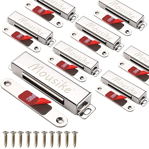 Mousike Magnetischer Türverschluss 30 kg Starke Edelstahl Schrankmagnete für Küchenschrank Kleiderschrank Schrank Schranktürverschluss (Silber 6er Pack) von Mousike