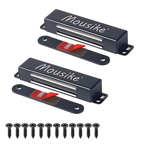 Mousike Magnetischer Türverschluss Heavy Duty 40KG Edelstahl-Türmagnete mit starkem Magnet für Küchenschrank Kleiderschrank Schrank Schranktürverschluss (Schwarz 2er Pack) von Mousike