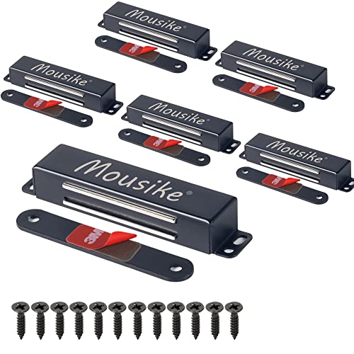 Mousike Magnetischer Türverschluss Heavy Duty 40KG Edelstahl-Türmagnete mit starkem Magnet für Küchenschrank Kleiderschrank Schrank Schranktürverschluss (Schwarz 6er Pack) von Mousike