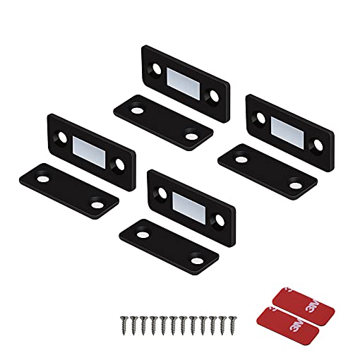 Mousike Magnetischer Türverschluss Ultradünne Schrankmagnete Edelstahl Schubladenmagnetverschluss für Schiebetürverschluss Küchenschrank Schrank Schrankschließer (4 Pack, Black) von Mousike