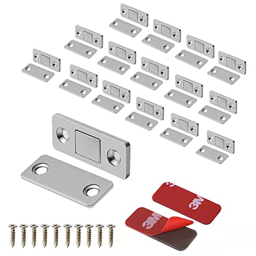 Mousike Magnetischer Türverschluss Ultradünne Schrankmagnete Edelstahl Schubladenmagnetverschluss für Schiebetürverschluss Küchenschrank Schrank Schrankschließer (Silber 16er Pack) von Mousike