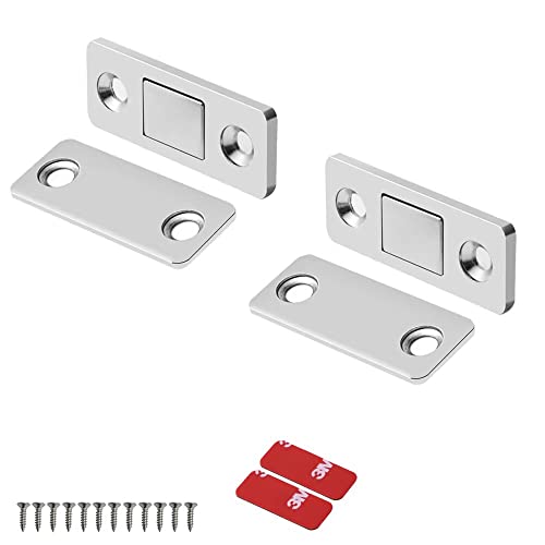 Mousike Magnetischer Türverschluss Ultradünne Schrankmagnete Edelstahl Schubladenmagnetverschluss für Schiebetürverschluss Küchenschrank Schrank Schrankschließer (Silber 2er Pack)… von Mousike