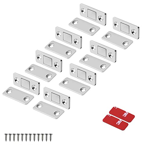 Mousike Magnetischer Türverschluss Ultradünne Schrankmagnete Edelstahl Schubladenmagnetverschluss für Schiebetürverschluss Küchenschrank Schrank Schrankschließer (Silber 8er Pack) von Mousike