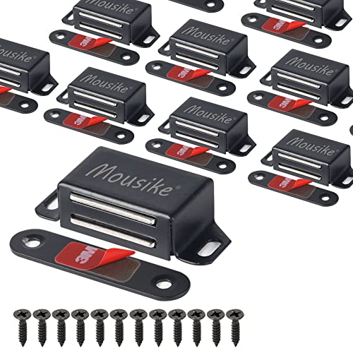 Mousike Schrankmagnete 15kg Edelstahl Magnetischer Türverschluss Magnetisch für Küchenschrank Kleiderschrank Schrank Schranktür Schubladenriegel (Schwarz 8er Pack) von Mousike