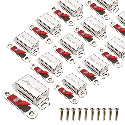 Mousike Schrankmagnete 15kg Edelstahl Magnetischer Türverschluss Magnetisch für Küchenschrank Kleiderschrank Schrank Schranktür Schubladenverriegelung (Silber 12er Pack) von Mousike