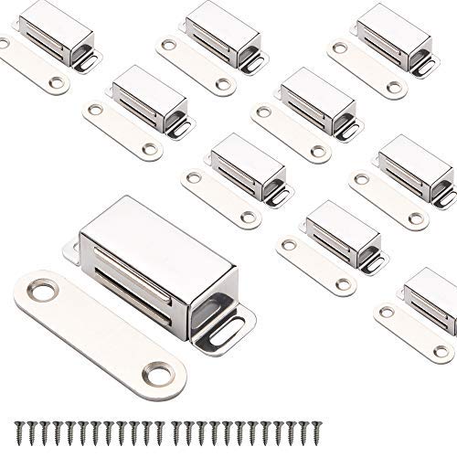 Schrankmagnete Mousike Schranktürverschluss für Küche Badezimmerschrank Kleiderschrank Schrankverschlüsse Schranktür Schubladenriegel (Silber 10er Pack) von Mousike