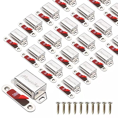 Schrankmagnete Mousike Schranktürverschluss für Küche Badezimmerschrank Kleiderschrank Schrankverschlüsse Schranktür Schubladenriegel (Silber 20er Pack) von Mousike