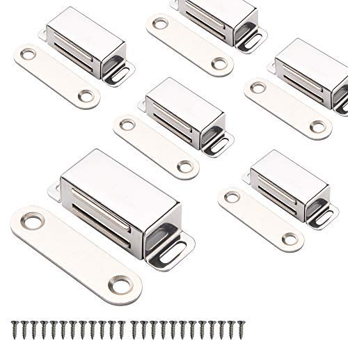 Schrankmagnete Mousike Schranktürverschluss für Küche Badezimmerschrank Kleiderschrank Schrankverschlüsse Schranktür Schubladenriegel (Silber 6er Pack) von Mousike