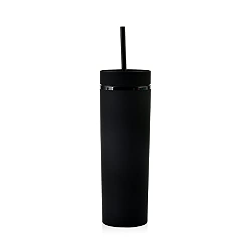 Mousyee Becher mit Strohhalm, Strohbecher 450 ml / 160Z Hellfarbige Isolierte Doppelwandige Becher Schweißfeste Wasserbecher für kalte Getränke zu Hause Im Büro Passend für die Meisten Getränkehalter von Mousyee