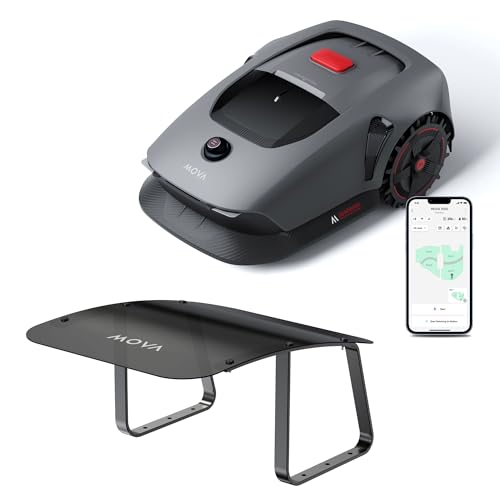 MOVA 1000 + Garage Combo: Rasenmäher Roboter mit 3D-LiDAR, kabellose Einrichtung, genaue Kartierung bis 1.000 m², Smarte Hindernisvermeidung, App-Steuerung, Verbesserte Geländeräder, U-Schnitt von Mova
