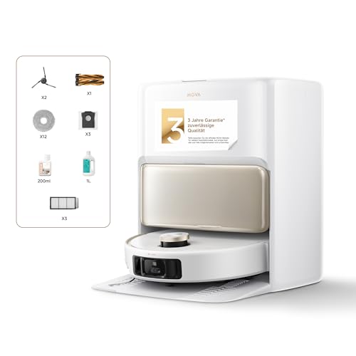 Mova V50 Ultra Complete Saugroboter mit Wischfunktion 24.000 Pa, 6cm Hindernisüberwindung, Liftable Navigation+RGB AI+LED, 80℃ Heißwasserwäsche & 63℃ Selbsttrocknung, DuoSolution System, Tricut Bürste von Mova