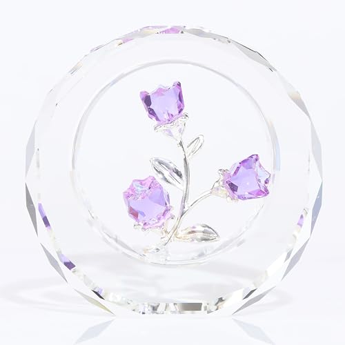 Lila Rose Blume Kristall Figur mit Vase - Blumenstrauß Blumen Ornament Geschenke für Frau Freundin Frauen - Handgemachte Kristallblume Sammlerstück Home Tischdekoration für Valentinstag Hochzeitstag Lila Rose Blume Kristall Figur mit Vase - Blumenstrauß Blumen Ornament Geschenke für Frau Freundin Frauen - Handgemachte Kristallblume Sammlerstück Home Tischdekoration für Valentinstag Hochzeitstag von Movdyka