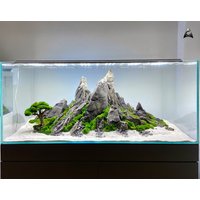 Berg-Aquarium-Layout Mit Baum | Handgefertigte Aquascape Aus Naturstein Felsdekor Für Aquarium Gebrauchsfertiges Hardscape-Design von MovedMountains