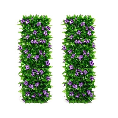 Erweiterbares Rankgitter für den Garten, 30 x 180 cm, erweiterbares Rankgitter mit künstlichen Blättern, erweiterbarer Gartenzaun-Sichtschutz mit künstlichem Efeu und violetter Blume Erweiterbares Rankgitter für den Garten, 30 x 180 cm, erweiterbares Rankgitter mit künstlichen Blättern, erweiterbarer Gartenzaun-Sichtschutz mit künstlichem Efeu und violetter Blume von Movehii