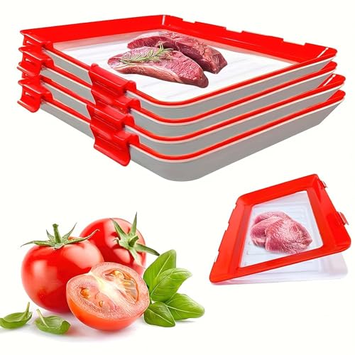 Food Preservation Tray,Einmachtablett Vakuum Frischhaltetablett mit Elastischer Folie Aufschnittbox Fresh Plate,Kühlschrank Organizer Aufschnitt Wurst Aufbewahrung Aufschnittboxen (3PCS) von Movehii