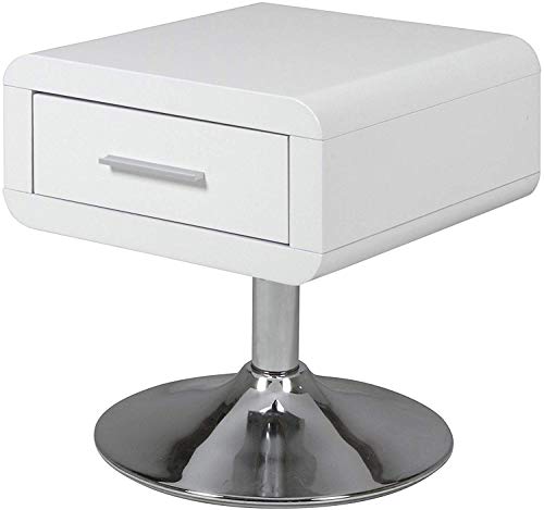 Amazon Brand - Movian Emme, Nachttisch, 40 x 40 x 45 cm (L x B x H), Hochglanz Weiß von Movian