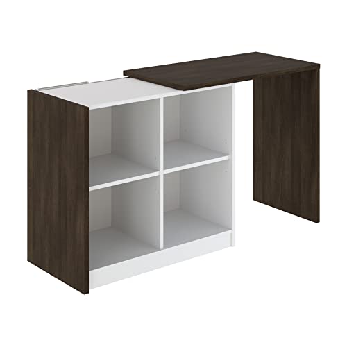 Amazon-Marke Movian Boss Schreibtisch, ausziehbar, mit Bücherregal, 83 x 44 x 76 cm, dunkle Eiche, Weiß von Movian