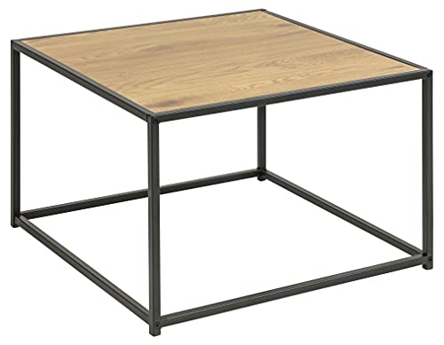 Amazon-Marke: AC Design Furniture Jörn Quadratischer Couchtisch mit Tischplatte in Wildeiche Optik und Schwarzem Stahlsockel, Sofatisch, Wohnzimmermöbel, 60 x 40 x 60 cm von AC Design Furniture