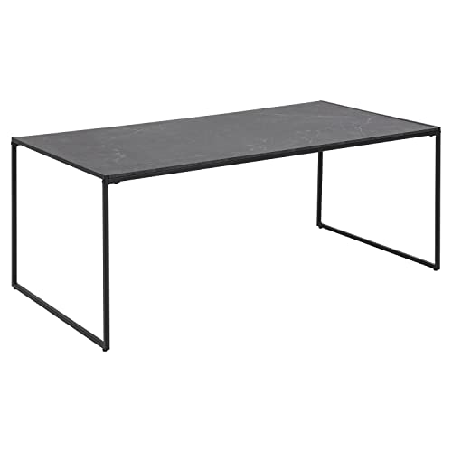AC Design Furniture Couchtisch, matte, marmorierte Tischplatte, schwarzes Metallgestell, Rechteckig ohne Regal, 120 x 60 x 48 cm von AC Design Furniture