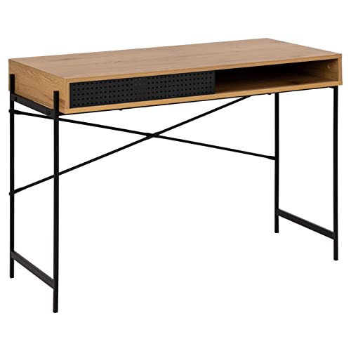 Amazon-Marke: AC Design Furniture, Schreibtisch mit Schiebetür und offenem Aufbewahrungsfach, Rechteckig, Schwarzesche, 110 x 50 x 75 cm von AC Design Furniture