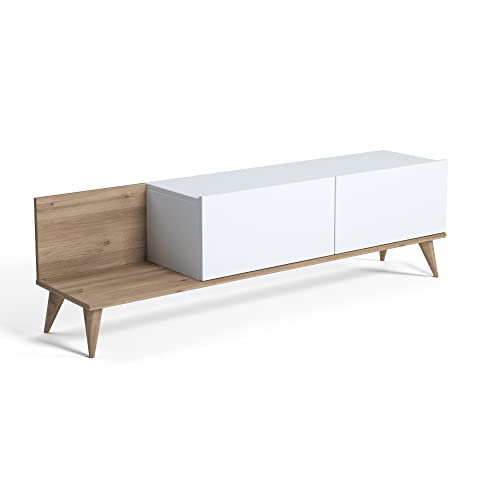 Amazon-Marke: Movian TV-Ständer Soho, Lowboard-Schrank, Mittel, Weiß-Eiche, 152 x 35 x 43 cm von Movian